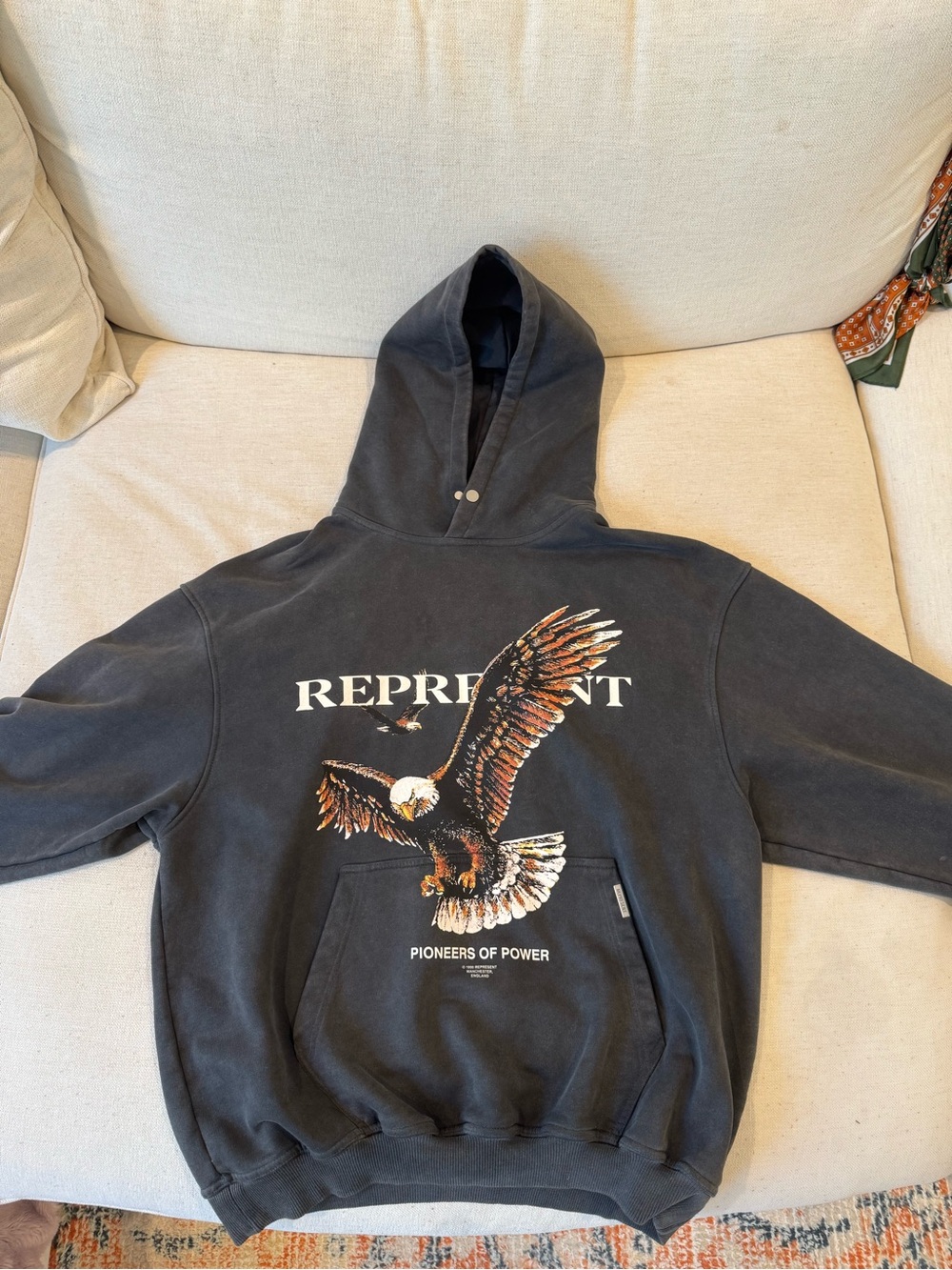Represent Clo. “Pioneers of Power” Eagle Hoodie — Aged Black